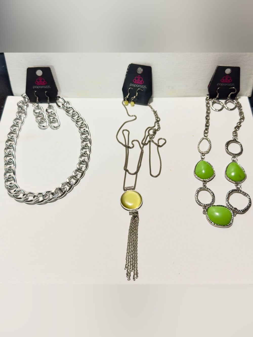 paparazzi bundle of 3 necklaces with matching earrings NWT